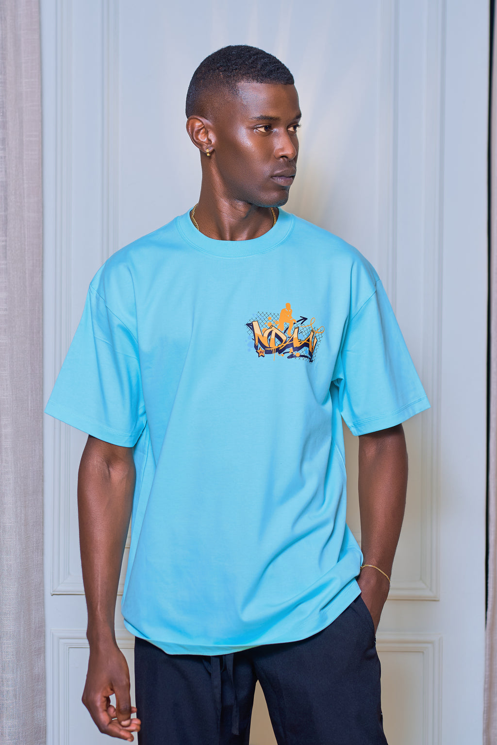 Sky Blue Graphic Statement T-Shirt